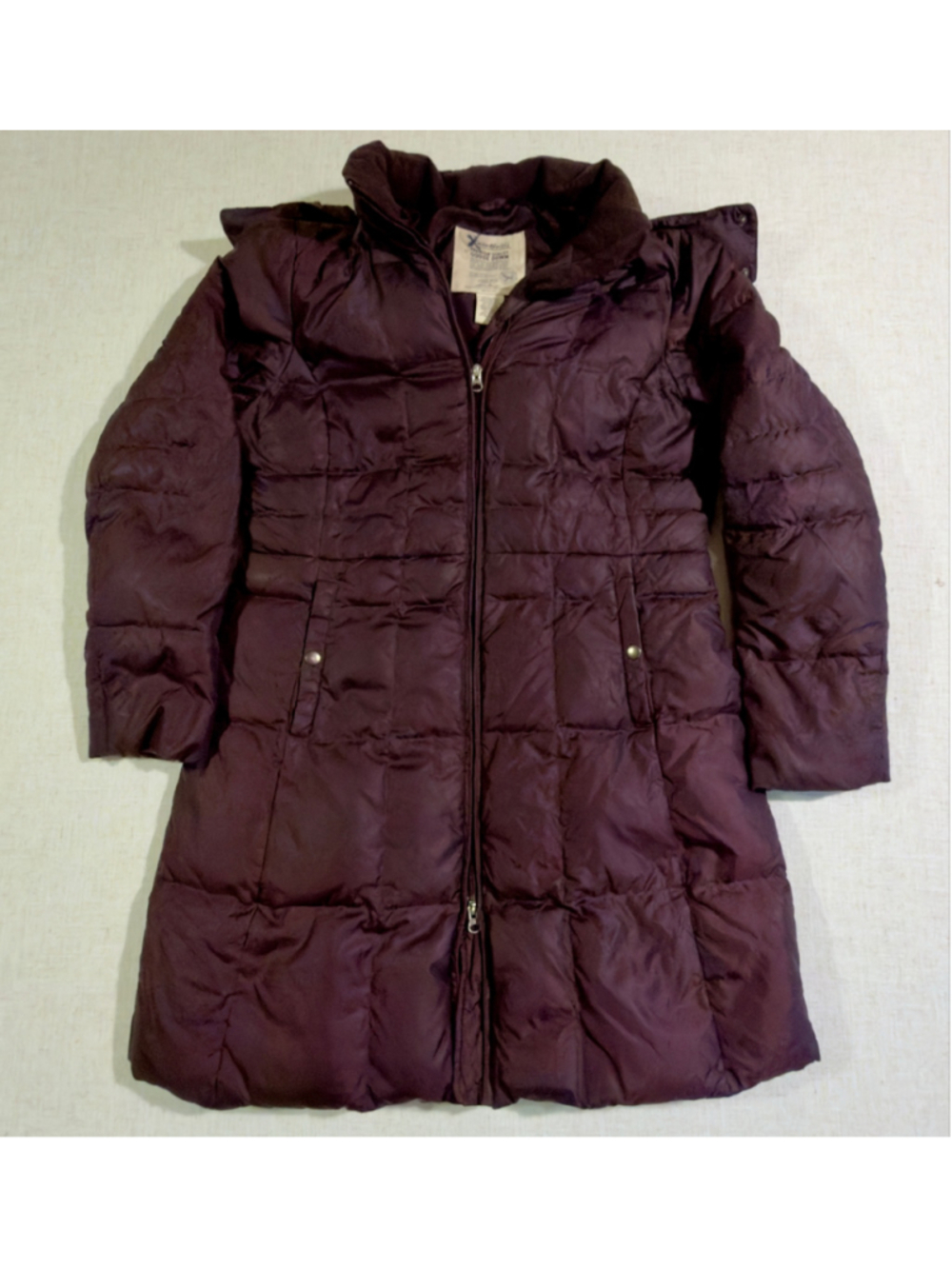 Eddie Bauer Women’s L Oxblood Goose Down Long Puffer Coat 36”